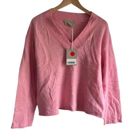Everlane The Cozy Stretch V-neck Sweater Pullover‎ Pink XS Wool Pink Peony - Picture 2 of 5